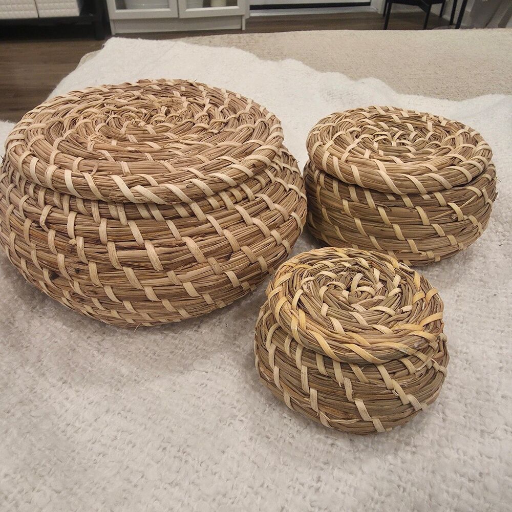 3 Nesting Wicker Decorative Baskets